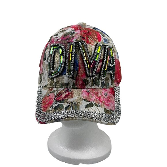 Bedazzled Floral "Diva" Cap With Rhinestones & Adjustable Strap - Picture 6 of 6